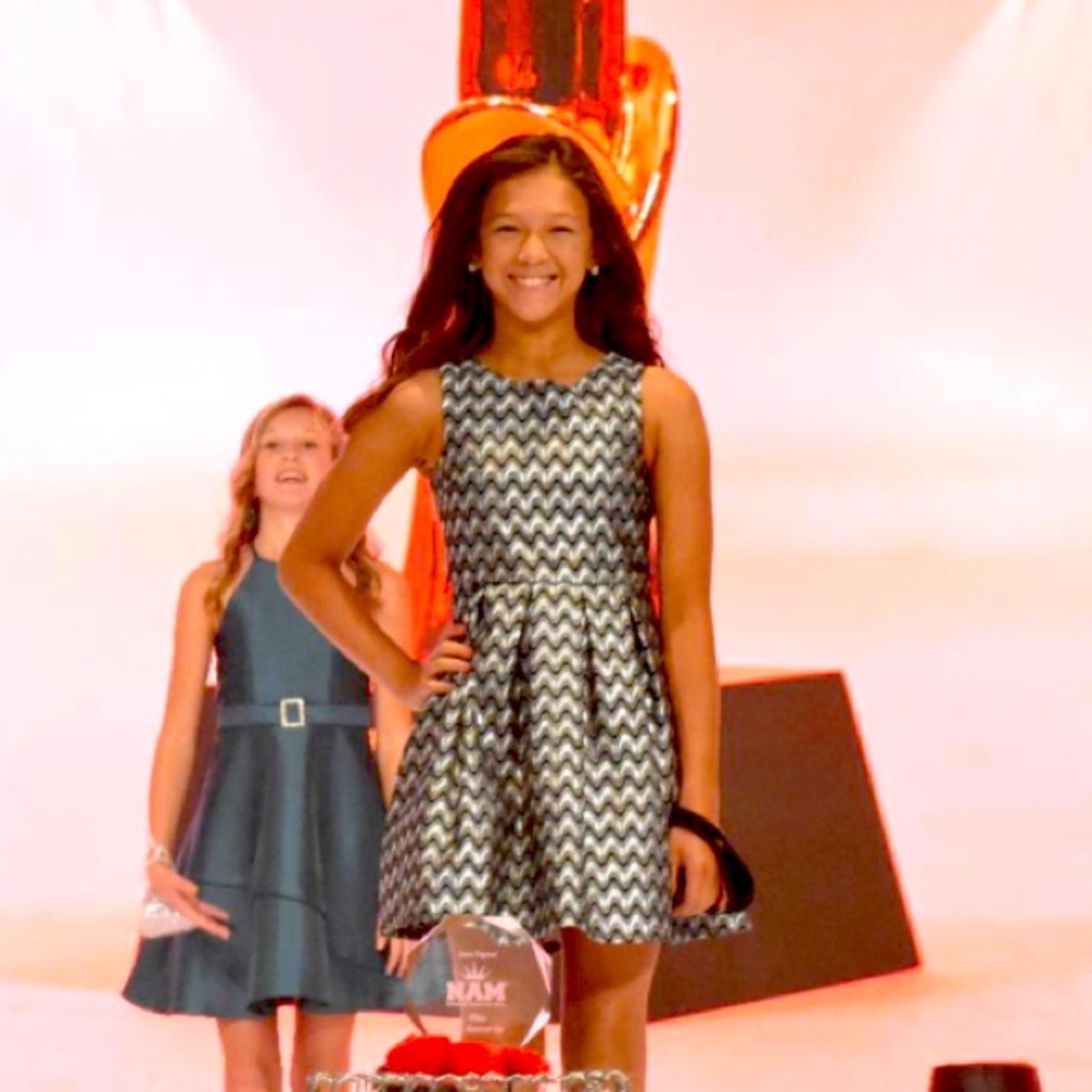 Silver and Black Dress with Belt, Size 10 Girls